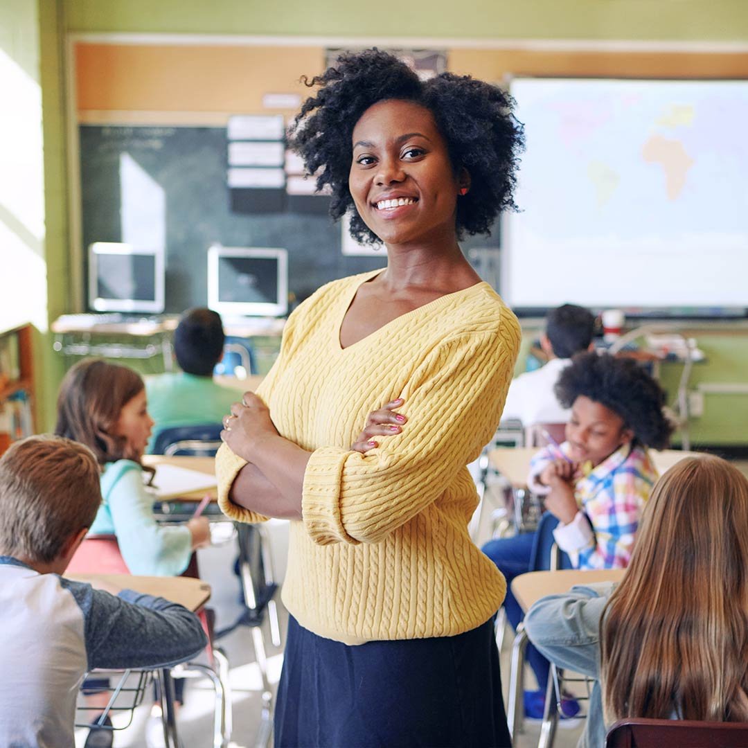 international teacher in classroom