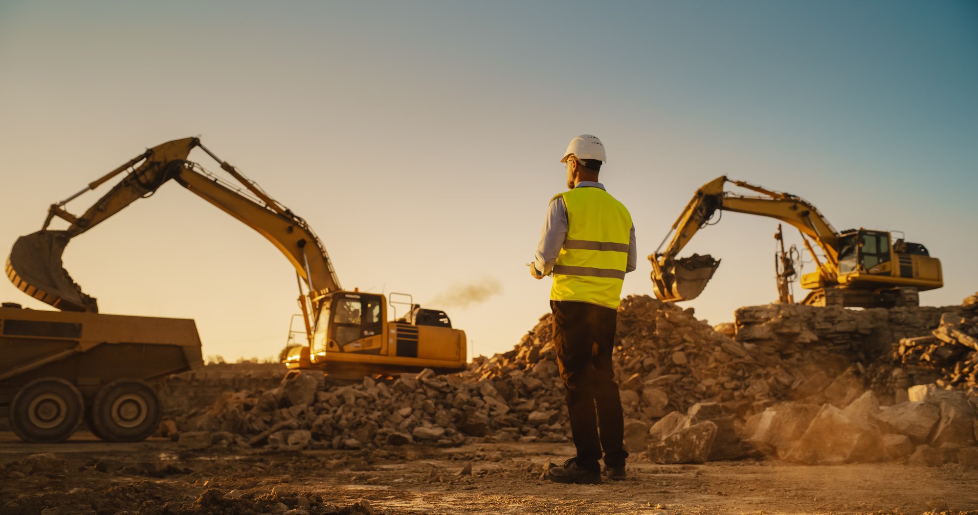 construction worker with machinery
