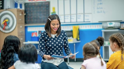 charter school teacher with class