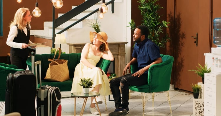 man and woman at world cup hotel