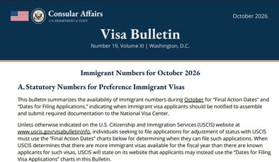 Visa Bulletin for October 2026